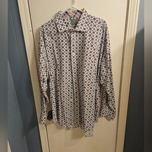 Men's Thomas Dean Patterned Shirt - Multicolor 2XB Flip Cuffs